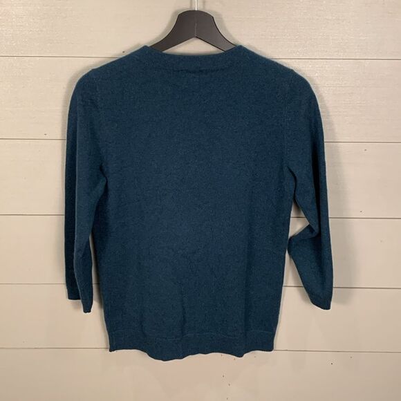 Talbots 100% cashmere blue fitted Crewneck lightweight sweater woman size small - Picture 7 of 7